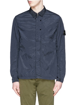 Main View - Click To Enlarge - STONE ISLAND - 'Nylon Metal' crinkled zip shirt jacket
