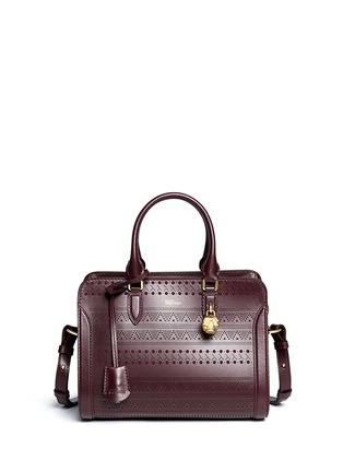 Main View - Click To Enlarge - ALEXANDER MCQUEEN - 'Padlock' small tribal perforated leather tote