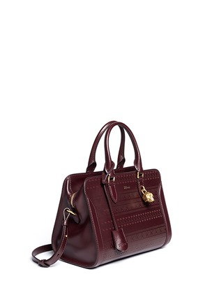 Figure View - Click To Enlarge - ALEXANDER MCQUEEN - 'Padlock' small tribal perforated leather tote