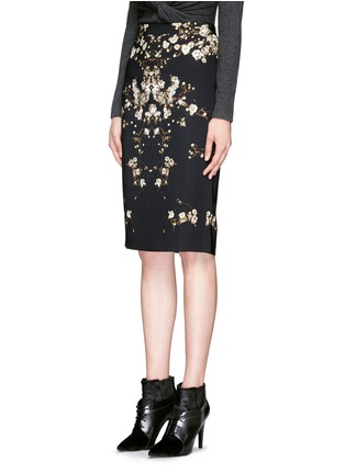 Front View - Click To Enlarge - GIVENCHY - Baby's breath floral print pencil skirt