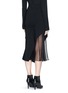 Back View - Click To Enlarge - GIVENCHY - Silk chiffon underlay asymmetric hem cady skirt