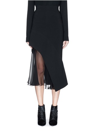 Main View - Click To Enlarge - GIVENCHY - Silk chiffon underlay asymmetric hem cady skirt