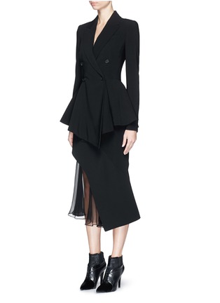 Figure View - Click To Enlarge - GIVENCHY - Silk chiffon underlay asymmetric hem cady skirt