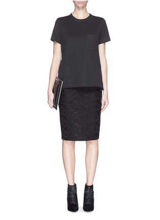Figure View - Click To Enlarge - GIVENCHY - Bonded lace pencil skirt