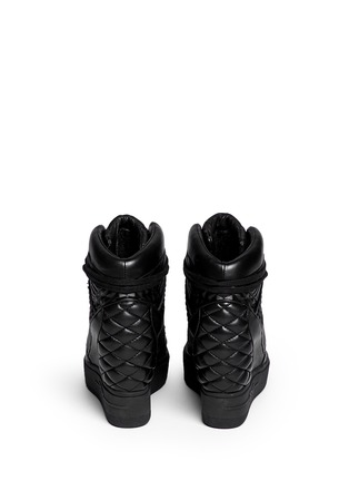 Back View - Click To Enlarge - ASH - 'Azimut' textured leather high top wedge sneakers