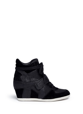 Main View - Click To Enlarge - ASH - 'Bowie' suede leather high top wedge sneakers
