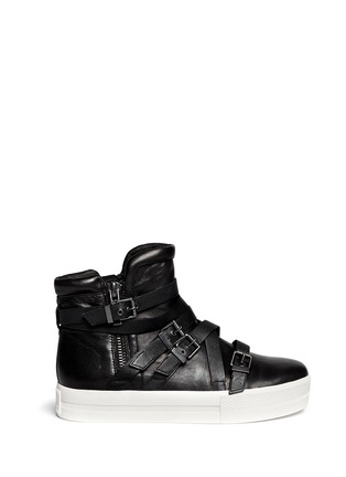 Main View - Click To Enlarge - ASH - 'Jet' cross strap leather platform sneakers