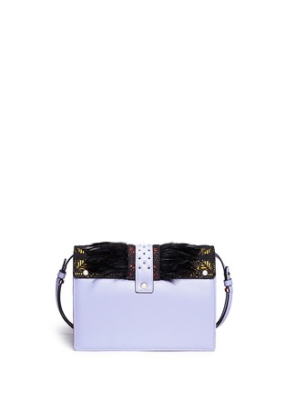 Back View - Click To Enlarge - PAULA CADEMARTORI - 'Tatiana' feather front leather shoulder bag