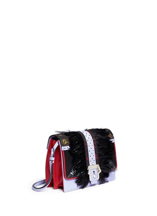 Front View - Click To Enlarge - PAULA CADEMARTORI - 'Tatiana' feather front leather shoulder bag