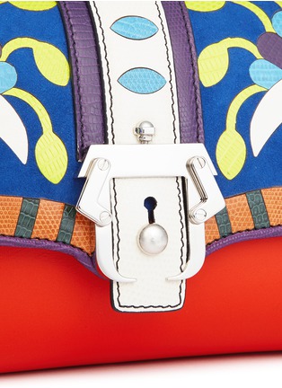Detail View - Click To Enlarge - PAULA CADEMARTORI - 'Carine' mini lizard patchwork suede leather chain bag