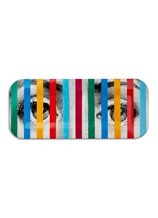 Main View - Click To Enlarge - FORNASETTI - Face and Stripes print wood tray
