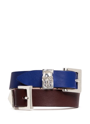 Main View - Click To Enlarge - ALEXANDER MCQUEEN - Three buckle double wrap leather bracelet