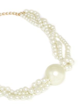 Detail View - Click To Enlarge - KENNETH JAY LANE - Glass pearl pendant multi tier necklace