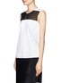 Front View - Click To Enlarge - HELMUT LANG - Contrast chiffon front yoke tank top