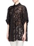 Front View - Click To Enlarge - STELLA MCCARTNEY - Daisy devoré sheer shirt
