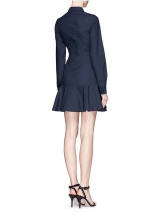 Back View - Click To Enlarge - STELLA MCCARTNEY - Mandarin collar cotton piqué fit-and-flare dress
