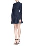 Front View - Click To Enlarge - STELLA MCCARTNEY - Mandarin collar cotton piqué fit-and-flare dress