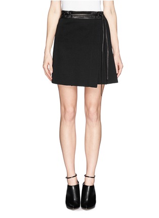Main View - Click To Enlarge - RAG & BONE - Paige leather waistband pleat wrap skirt