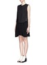 Figure View - Click To Enlarge - 3.1 PHILLIP LIM - Whipstitch leather trim dress combo