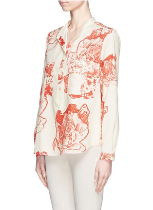 Front View - Click To Enlarge - STELLA MCCARTNEY - Floral print mandarin collar silk blouse
