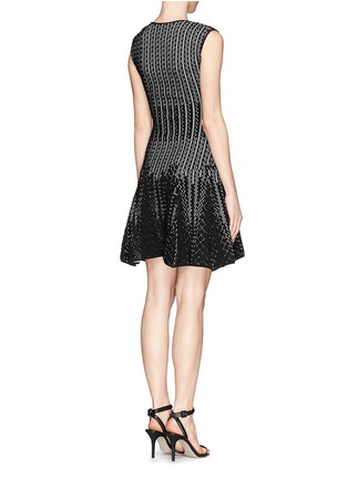 Back View - Click To Enlarge - RVN - 'Chevron' 3D jacquard flare dress