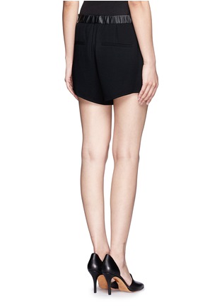 Back View - Click To Enlarge - HELMUT LANG - Leather waistband drawstring shorts