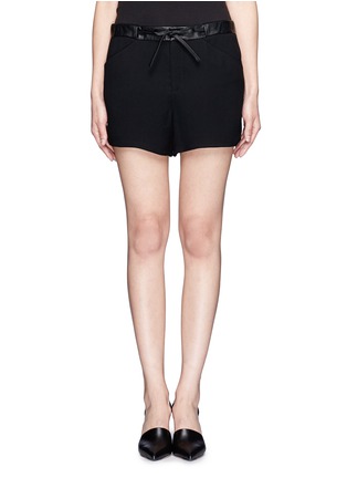 Main View - Click To Enlarge - HELMUT LANG - Leather waistband drawstring shorts