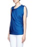 Front View - Click To Enlarge - LANVIN - Draped asymmetrical silk overlay sleeveless top