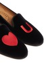Detail View - Click To Enlarge - STUBBS & WOOTTON - 'Love You' velvet slip-ons
