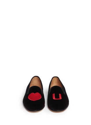 Figure View - Click To Enlarge - STUBBS & WOOTTON - 'Love You' velvet slip-ons