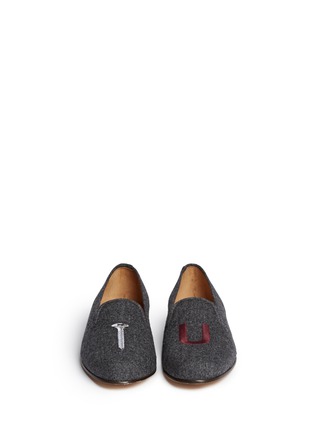 Figure View - Click To Enlarge - STUBBS & WOOTTON - 'College' flannel slip-ons