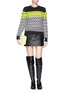 Figure View - Click To Enlarge - ALEXANDER WANG - Paisley jacquard mini leather skirt