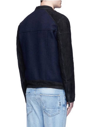 Back View - Click To Enlarge - SCOTCH & SODA - Sueded leather sleeve blouson jacket