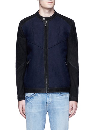 Main View - Click To Enlarge - SCOTCH & SODA - Sueded leather sleeve blouson jacket