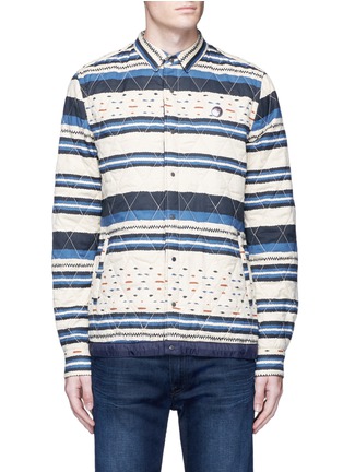Main View - Click To Enlarge - SCOTCH & SODA - 'Nordic' stripe quilted shirt jacket