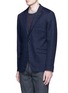 Front View - Click To Enlarge - SCOTCH & SODA - Check felted jersey blazer
