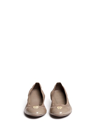 Front View - Click To Enlarge - TORY BURCH - 'Jolie' patent toe cap leather ballerina flats