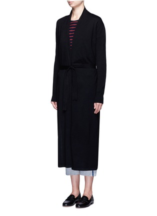 Front View - Click To Enlarge - ELIZABETH AND JAMES - 'Olive' belted Merino wool robe cardigan