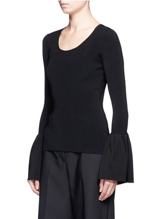 Front View - Click To Enlarge - ELIZABETH AND JAMES - 'Willow' bell sleeve rib knit top