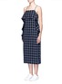 Front View - Click To Enlarge - ELIZABETH AND JAMES - 'Marlee' ruffle trim windowpane check midi dress