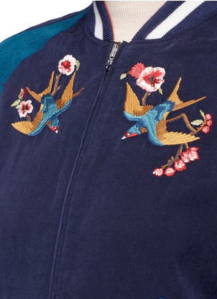 Detail View - Click To Enlarge - ELIZABETH AND JAMES - 'Willa' reversible swallow floral embroidered bomber jacket