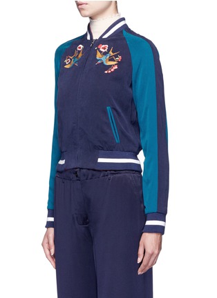 Front View - Click To Enlarge - ELIZABETH AND JAMES - 'Willa' reversible swallow floral embroidered bomber jacket