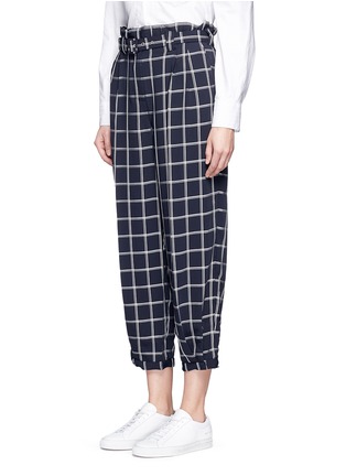 Front View - Click To Enlarge - ELIZABETH AND JAMES - 'Fritz' belted paperbag waist check pants