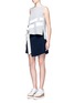 Figure View - Click To Enlarge - COMME MOI - Asymmetric stripe crepe skirt