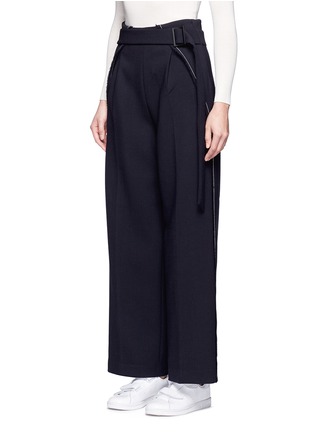Front View - Click To Enlarge - COMME MOI - Belted wool blend wide leg pants