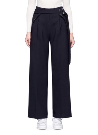 Main View - Click To Enlarge - COMME MOI - Belted wool blend wide leg pants