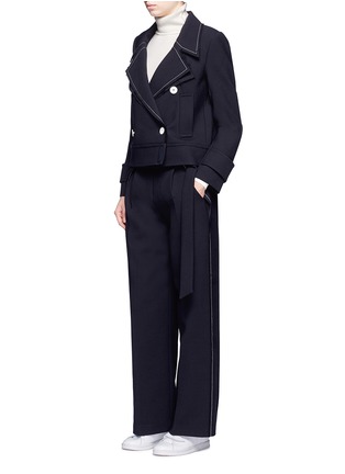Figure View - Click To Enlarge - COMME MOI - Belted wool blend wide leg pants