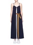 Main View - Click To Enlarge - COMME MOI - Ribbon sash pleated crepe dress