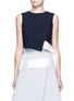 Main View - Click To Enlarge - COMME MOI - Asymmetric stripe cropped crepe top