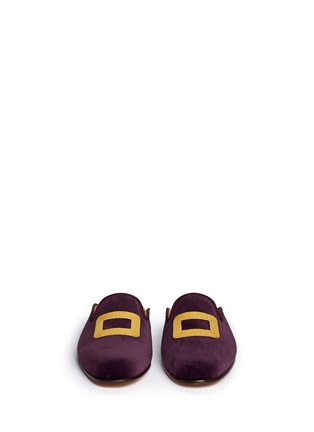 Front View - Click To Enlarge - STUBBS & WOOTTON - Rope buckle embroidery velvet slippers